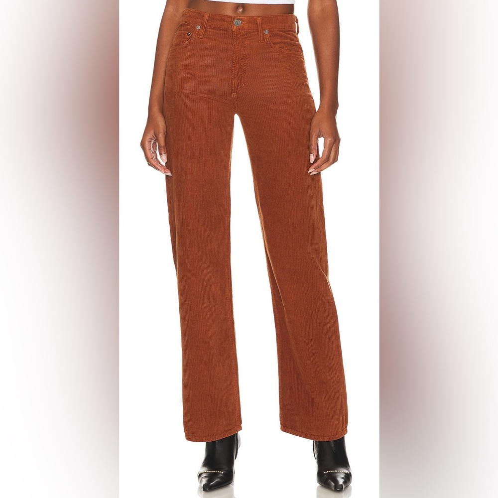 AGOLDE Harper Mid Rise Wide Straight in Saddle Corduroy